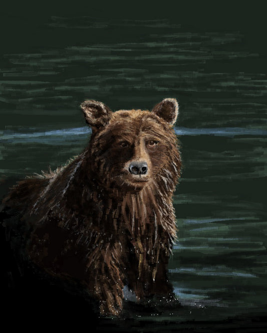 "Brown Bear" Original Giclée on Canvas