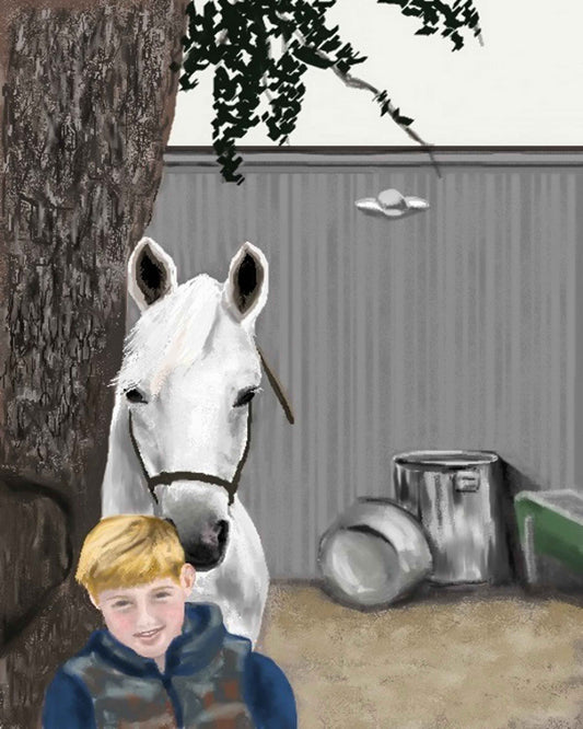 "A Boy and His Horse" Original Giclée on Canvas-  - Carole K. Boyd