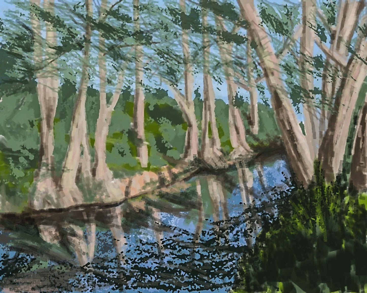 "Cypress Along the Medina" Original Giclée on Canvas-  - Carole K. Boyd